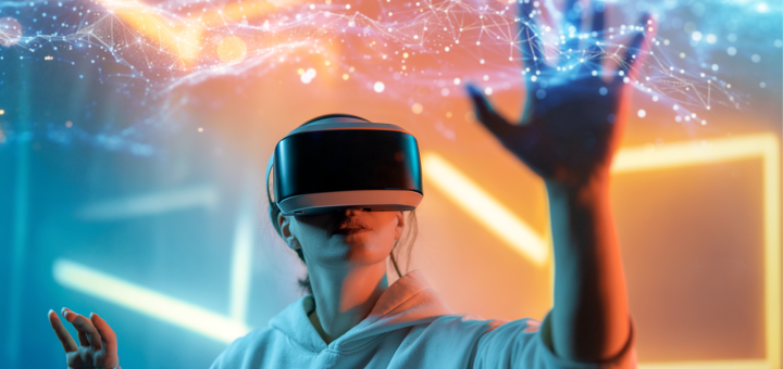 Frau trägt eine VR-Brille